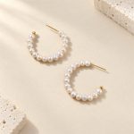 Freshwater Pearl Beaded Open Hoop Earrings