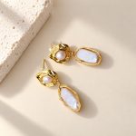 Molten Stud Baroque Pearl Dangle Earrings