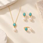 Turquoise Freshwater Pearl Three-Piece Jewelry Set