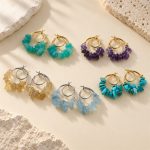 Gemstone Chip Double Hoop Earrings