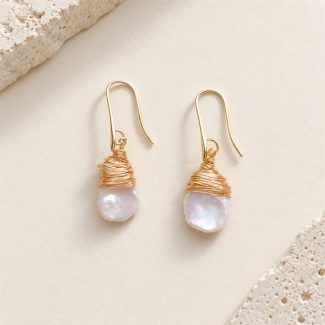 Wire-Capped Freshwater Pearl Hook Drop Earrings