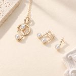 Pearl Music Note Pendant and Earrings