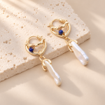 Claw-Set Baroque Pearl Long Drop Earrings