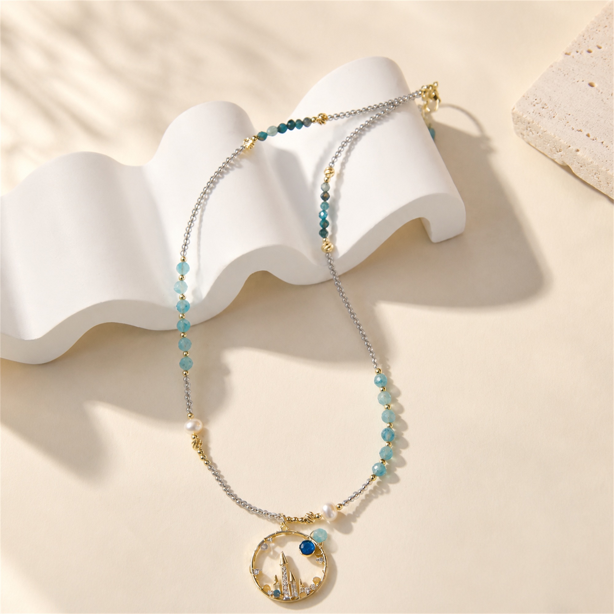Amazonite & Fluorite Castle Necklace