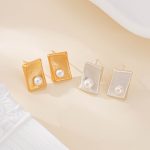Matte Square Pearl Statement Stud Earrings