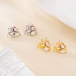 Sculpted Heart and Keshi Pearl Stud Earrings