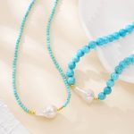 Turquoise and Large Baroque Pearl Necklace