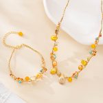 Baroque Pearl and Mixed Gemstone Necklace Bracelet Set