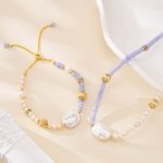 Lavender chalcedony and freshwater pearl necklace and bracelet set