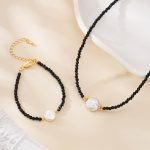 Black Spinel and Button Baroque Pearl Jewelry Set