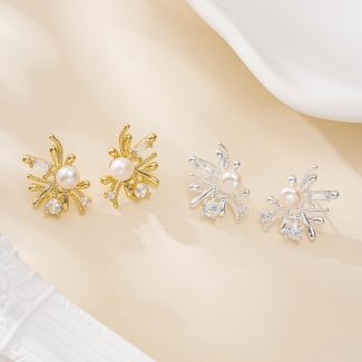 Firework and Pearl Statement Stud Earrings