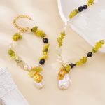 New Jade and Baroque Pearl Jewelry Set