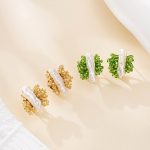 Crystal Framed Pipa Baroque Pearl Stud Earrings