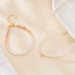 Gradient Freshwater Pearl Necklace Bracelet Set