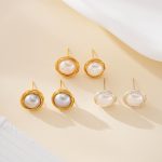 Wire Nest Freshwater Pearl Stud Earrings
