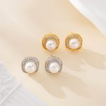 Pavé Halo Freshwater Pearl Statement Stud Earrings