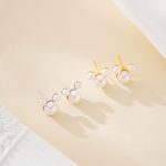 Mickey Silhouette Triple-Pearl Stud Earrings