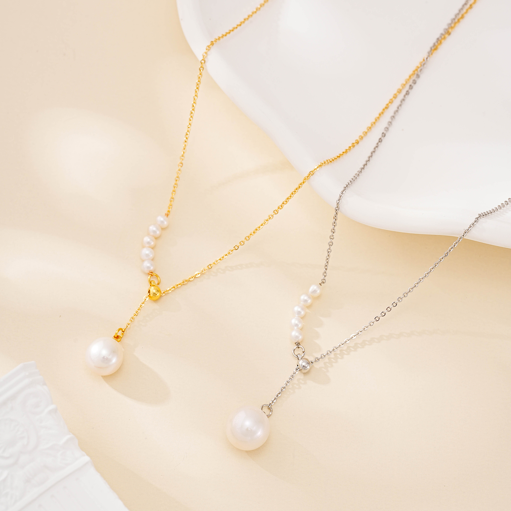 Adjustable Y-Drop Freshwater Pearl Necklace