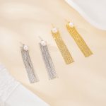 Convertible Pearl Chain Tassel Stud Earrings