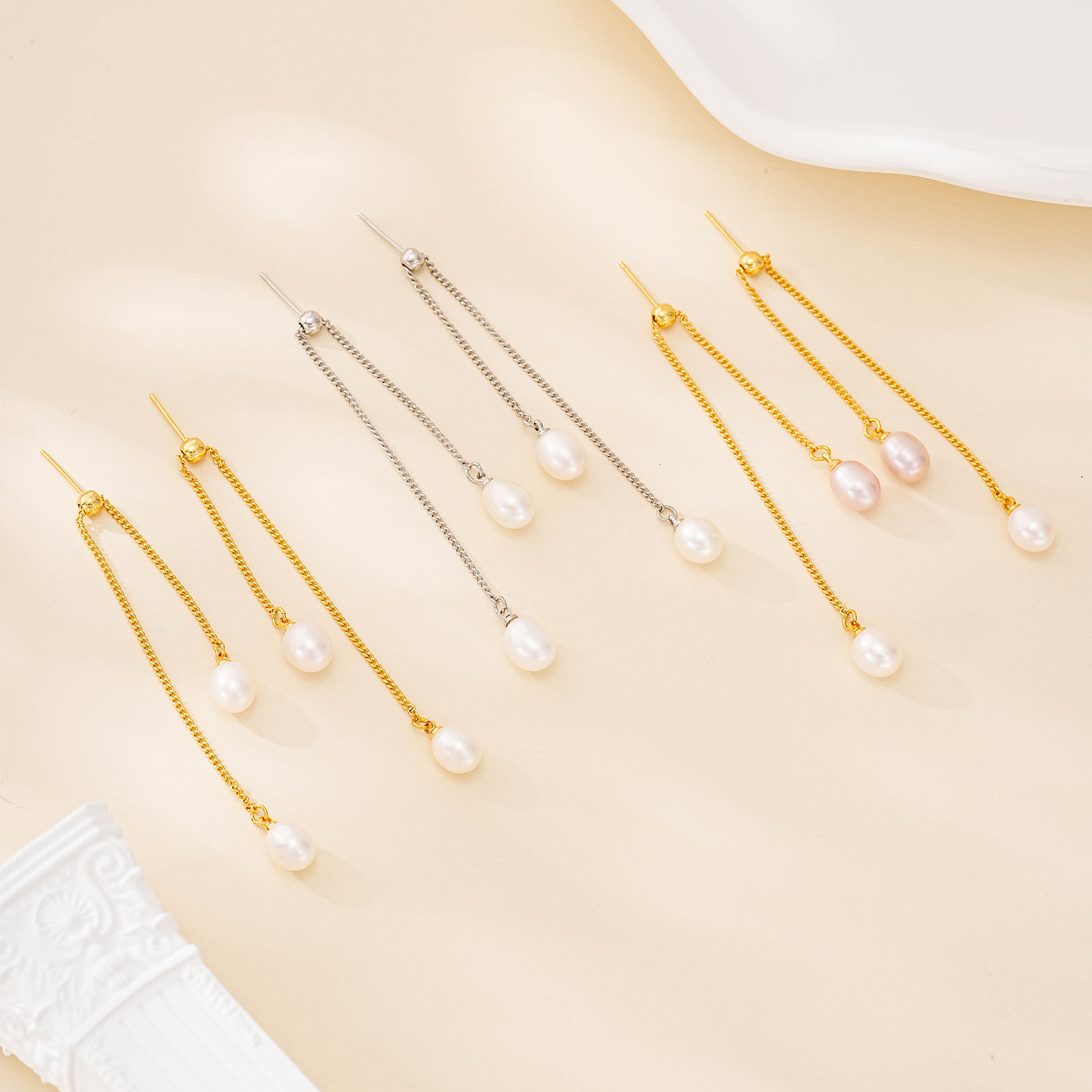 Sliding Double-Drop Pearl Earrings