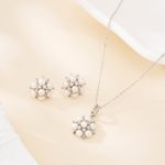 Floral Pearl Cluster Necklace and Earring Set