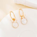 Baroque Pearl Cluster Drop Earrings with Openwork Studs