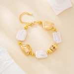 Square Baroque Pearl and Gold Bead Bracelet