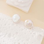 Minimalist Coin Baroque Pearl Stud Earrings