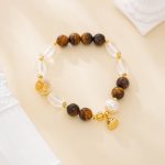 Tiger eye, clear quartz and pearl stretch bracelet