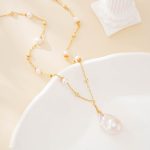 Large Baroque Pearl Drop Pendant Necklace