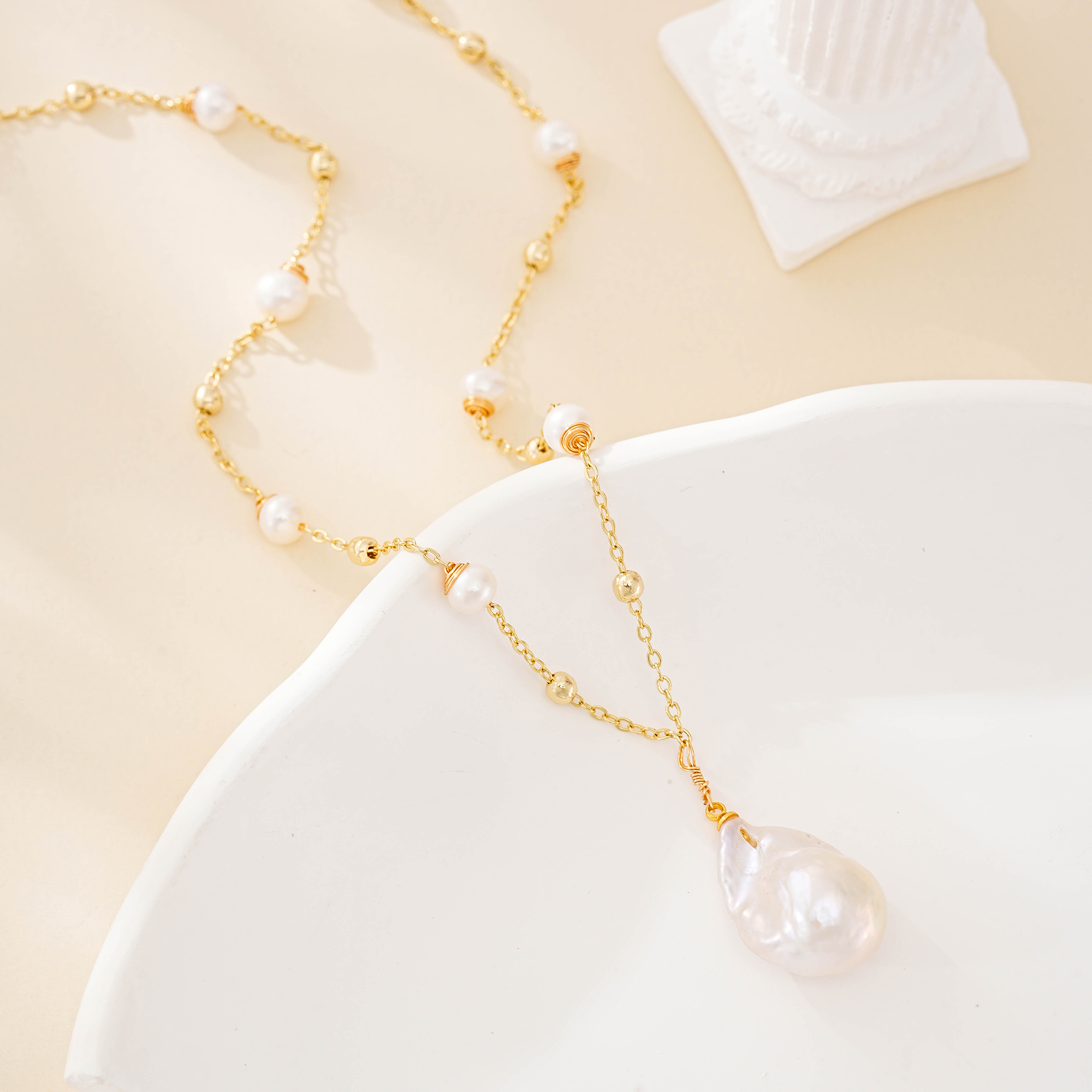 Large Baroque Pearl Drop Pendant Necklace