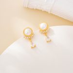 Crystal teardrop and pearl stud earrings