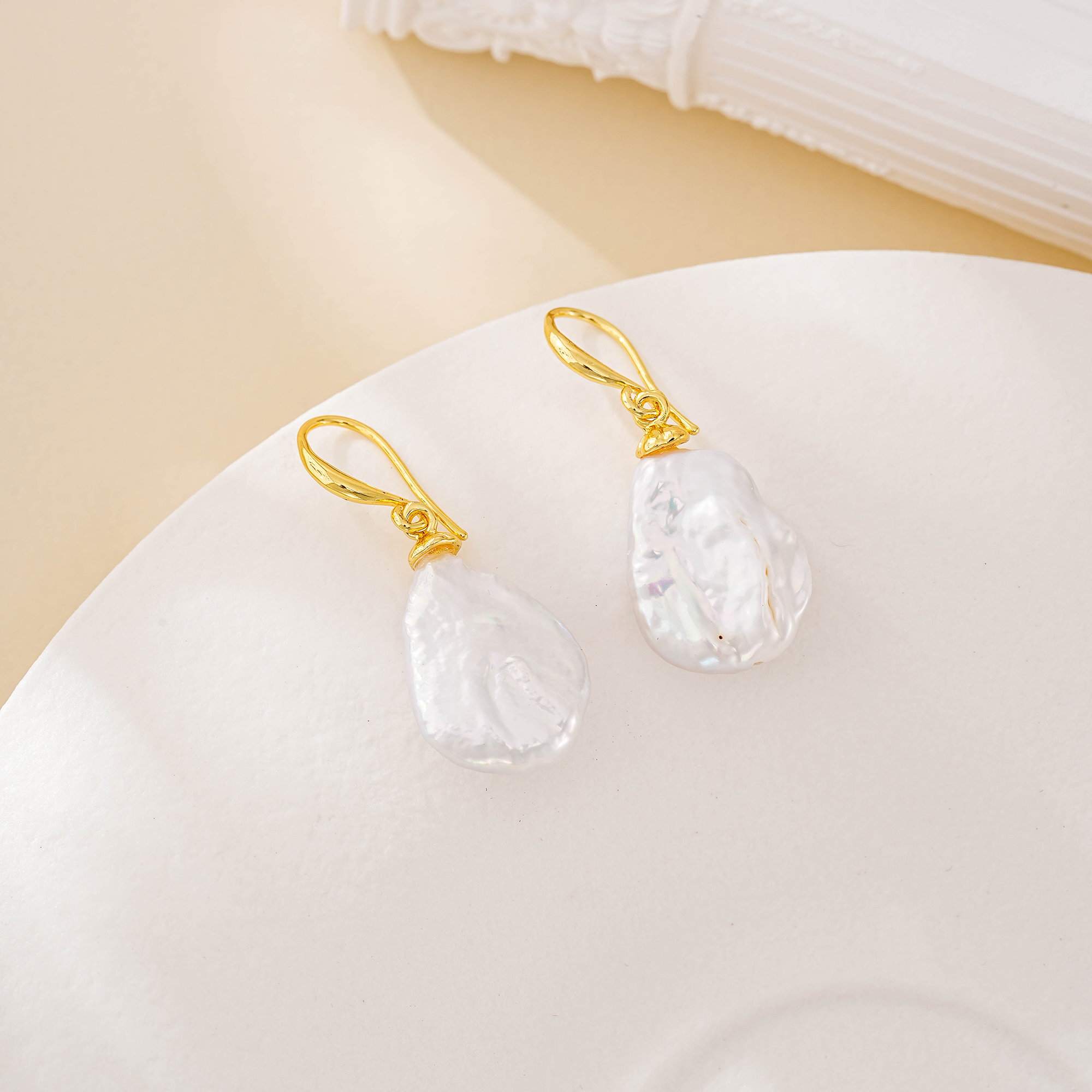 Baroque teardrop pearl leverback earrings