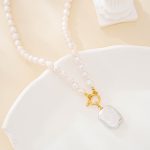 Square Baroque Pearl Toggle Pendant Necklace
