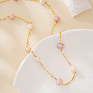 Convertible mixed-color pearl chain necklace