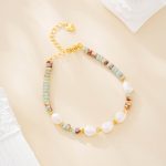 Imperial jasper and pearl beaded bracelet