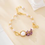 Amethyst and baroque pearl cluster bracelet