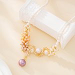 Three-color baroque pearl statement necklace