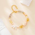 Grey moonstone and baroque pearl bracelet