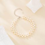 Silver-tone triple-row freshwater pearl bracelet
