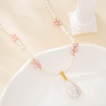 Blush baroque freshwater pearl drop necklace