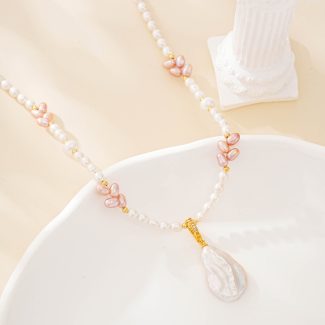 Blush baroque freshwater pearl drop necklace