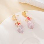 Purple baroque pearl and crystal drop earrings