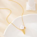 Ice cream cone pendant necklace with a baroque pearl