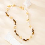 Tiger eye and baroque pearl toggle necklace