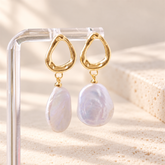 Baroque Pearl Organic Drop Earrings