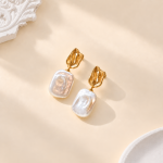 Folded Gold-Tone Baroque Freshwater Pearl Earrings