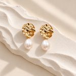 Openwork Disc Pearl Drop Earrings
