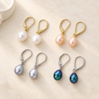 Pearl Leverback Drop Earrings in Four Colors