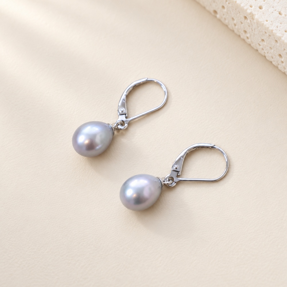 Pearl Leverback Drop Earrings in Four Colors